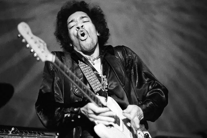 Jimi Hendrix performs at Fillmore Auditorium, San Francisco, February 1, 1968